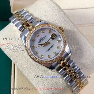Perfect Replica TW Rolex Datejust Stainless Steel Case Silver Diamond Markers Dial 28mm Women's Watch